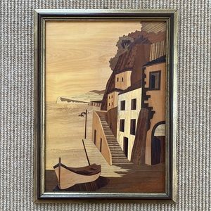 Italian Marquetry Inlaid Wood Picture- Sorrento